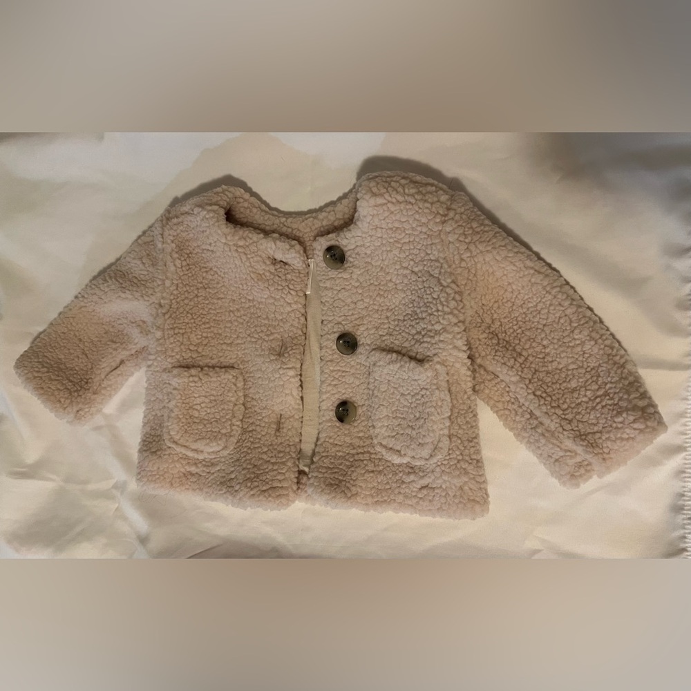 Hanna Andersson Cream Sherpa Baby Jacket (Size 3-6 Months)
